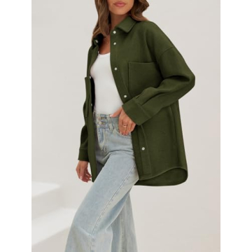 Buy MEROKEETY Women's 2024 Oversized Wool Shacket Jacket