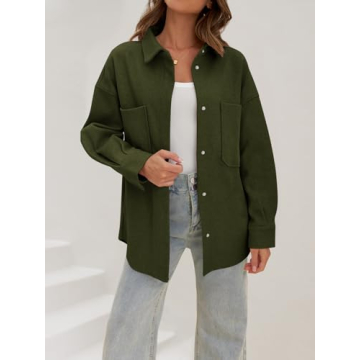 Buy MEROKEETY Women's 2024 Oversized Wool Shacket Jacket