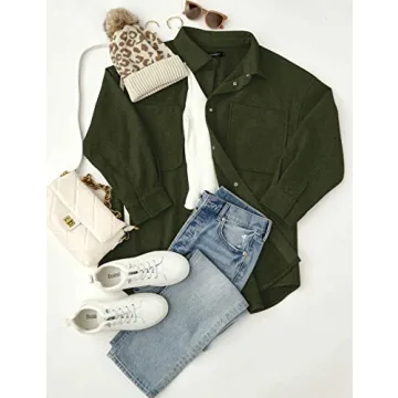 Buy MEROKEETY Women's 2024 Oversized Wool Shacket Jacket