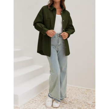 Buy MEROKEETY Women's 2024 Oversized Wool Shacket Jacket