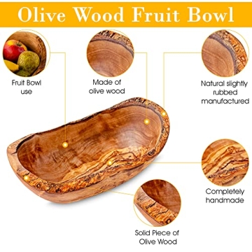 Handcrafted OLIVANERA Olive Wood Rustic Dipping Bowl
