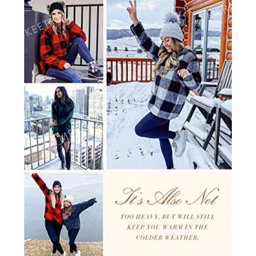 MEROKEETY Women's Plaid Sherpa Fleece Zip Sweatshirt Long Sleeve Pullover Jacket, Blue, M