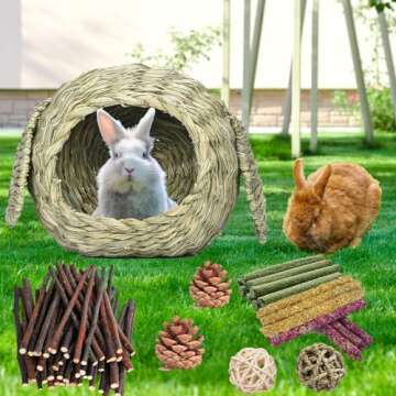 Grddaef Extra Large Rabbit Grass House for Small Pets