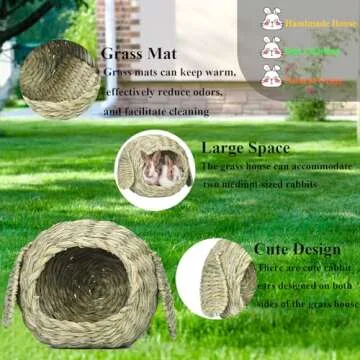 Grddaef Extra Large Rabbit Grass House for Small Pets