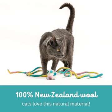 Catch a Mouse Wool Cat Toy - 6-Foot Tail Indoor Cat Kittens. Pride (Unicorn Swirl) Mouse Rat Plush Toy