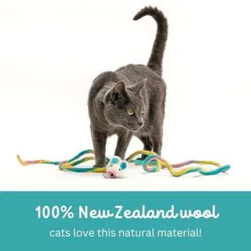 Catch a Mouse Wool Cat Toy - 6-Foot Tail Indoor Cat Kittens. Pride (Unicorn Swirl) Mouse Rat Plush Toy