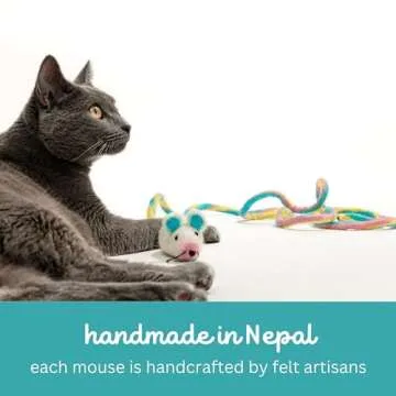 Catch a Mouse Wool Cat Toy - 6-Foot Tail Indoor Cat Kittens. Pride (Unicorn Swirl) Mouse Rat Plush Toy