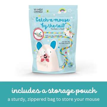 Catch a Mouse Wool Cat Toy - 6-Foot Tail Indoor Cat Kittens. Pride (Unicorn Swirl) Mouse Rat Plush Toy