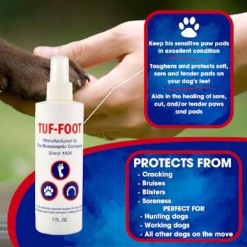 TUF-FOOT Liquid Foot, Hoof & Paw Protection – 7oz, Veterinarian Recommended, Toughens & Heals Paws...