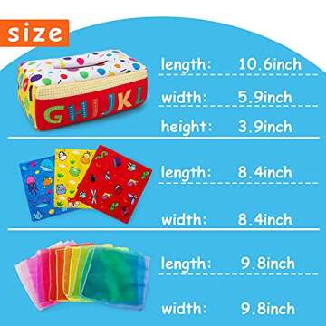 teytoy My First Baby Tissue Box, Soft Stuffed High Contrast Crinkle Montessori Square Sensory Toys Juggling Rainbow Dance Scarves for Toddler, Infants, Newborns and Kids Educational Preschool Learning