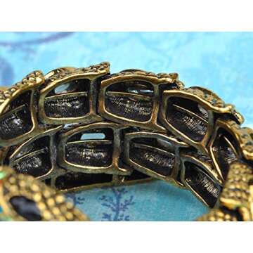 Alilang Egyptian Snake Rhinestones Stretch Cuff Wrap Bangle Bracelet, Gold