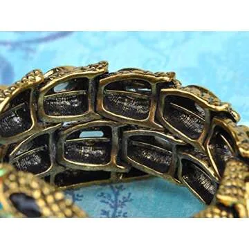 Alilang Egyptian Snake Rhinestones Stretch Cuff Wrap Bangle Bracelet, Gold