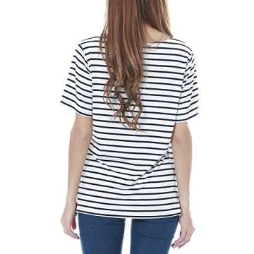 Smallshow 3 Pcs Maternity Nursing T-Shirt Nursing Tops White Stripe-Black-Grey Medium