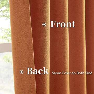 KEQIAOSUOCAI Pumpkin Orange Linen Blackout Curtains 90 Inch Length 2 Panels Set Boho Fall Decor Back Tab Pocket Hook Belt Curtains for Living Room Home Office W50 x L90