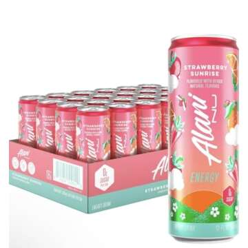 Alani Strawberry Sunrise Energy Drinks - 12 Pack, Low-Calorie Zero Sugar Boost