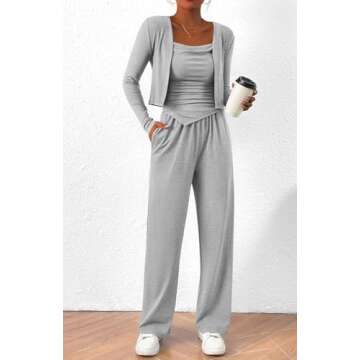 BTFBM Women's Fall Lounge Sets 3 Piece Outfit Tracksuits Casual Comfort Set