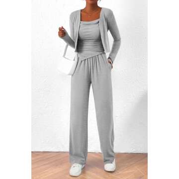 BTFBM Women’s Fall Lounge Sets 3 Piece Tracksuit Grey Set