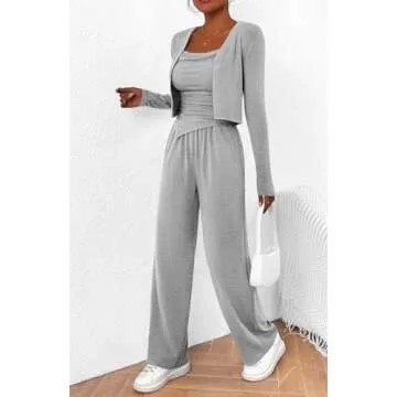 BTFBM Women’s Fall Lounge Sets 3 Piece Tracksuit Grey Set