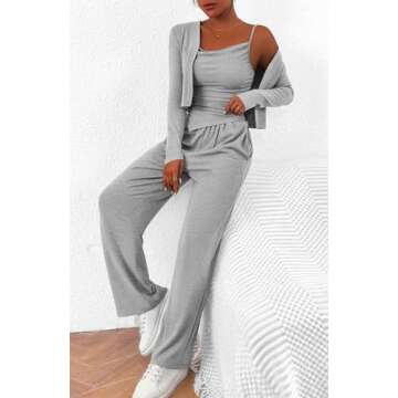 BTFBM Women’s Fall Lounge Sets 3 Piece Tracksuit Grey Set