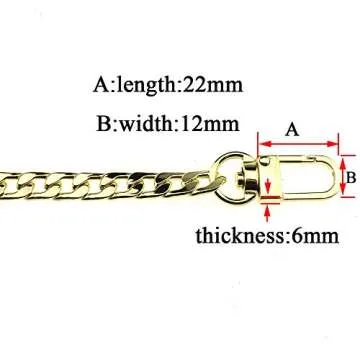 HAHIYO Mini Pochette Purse Chain Strap Slim Wide 7mm for LV Length 31.5 Inches Extra Thick 2.6mm Light Gold for Shoulder Cross Body Sling Handbag Wallet Clutch Comfortable Flat Metal Strap 1 Pack