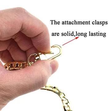 HAHIYO Mini Pochette Purse Chain Strap Slim Wide 7mm for LV Length 31.5 Inches Extra Thick 2.6mm Light Gold for Shoulder Cross Body Sling Handbag Wallet Clutch Comfortable Flat Metal Strap 1 Pack