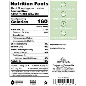 Fiddyment Farms 2 Lb. Raw Pistachio Kernels