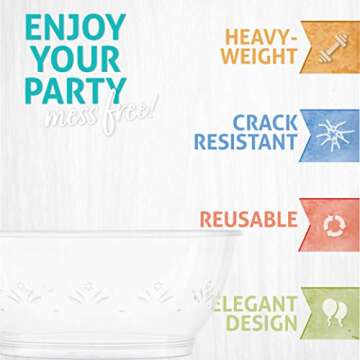 Elegant 6 oz Plastic Dessert Bowls - Pack of 20