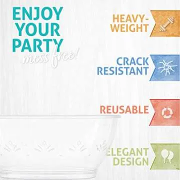 Elegant 6 oz Plastic Dessert Bowls - Pack of 20