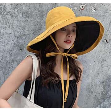 HUAMULAN Women Wide Brim Sun Hat Packable Floppy Summer Reversible Bucket Fishing Hats Lady UV Sun P...