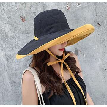 HUAMULAN Women Wide Brim Sun Hat Packable Floppy Summer Reversible Bucket Fishing Hats Lady UV Sun Protection Beach Cap