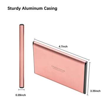 Maxone 1TB Ultra Slim Portable External Hard Drive HDD USB 3.0 Compatible with PC, Laptop, Rose Pink