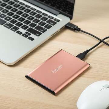 Maxone 1TB Ultra Slim Portable External Hard Drive HDD USB 3.0 Compatible with PC, Laptop, Rose Pink