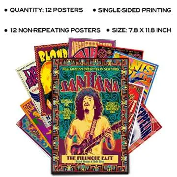 Woonkit Vintage Rock Band Posters for Room Aesthetic, 70s 80s 90s Retro Music Bedroom Decor Wall Art, Music Concert Poster Wall Collage, Old Music Album Cover Prints (12 SET A, 7.8X11.8 INCH)
