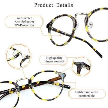 LifeArt Blue Light Blocking Glasses, Anti Eyestrain, Computer Reading Glasses, Gaming Glasses, TV Gl...