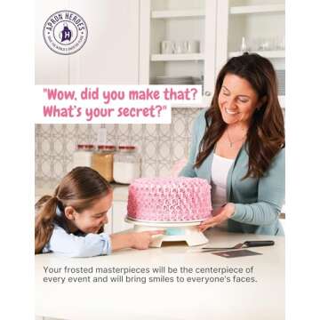 APRON HEROES - ForeverSmooth, Cake Turntable, W/ Stand, Break Smoother Rotating Frosting, Baking Tools, Cake Boards, Offset Spatula, & Icing Bench Scraper, Cake Decorating Turntable, 12 Inch, White