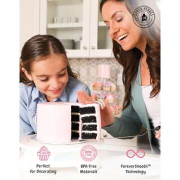 APRON HEROES - ForeverSmooth, Cake Turntable, W/ Stand, Break Smoother Rotating Frosting, Baking Tools, Cake Boards, Offset Spatula, & Icing Bench Scraper, Cake Decorating Turntable, 12 Inch, White