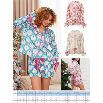 Cute Christmas Pajamas Set for Women with Ruffle Shorts