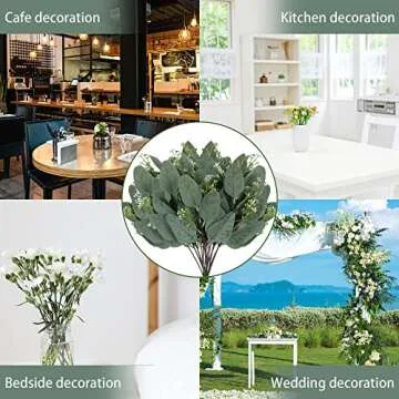 TENDER EPOCH 20 Pcs Eucalyptus Leaves Stems Bulk Artificial Greenery Stems Faux Seeded Eucalyptus Leaves Branches for Vase Bouquets Floral Arrangement Wreath Wedding Greenery Decoration