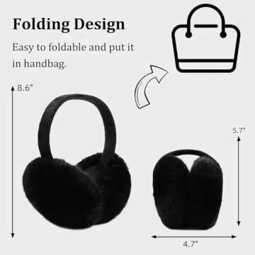 Yuoahcn Warm Plush Ear Muffs - Foldable & Adjustable Winter Earmuffs
