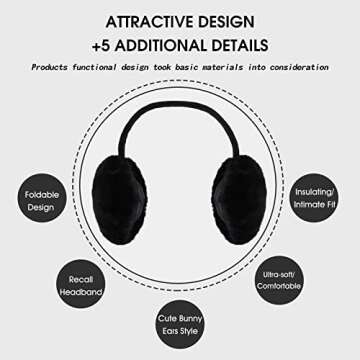 Yuoahcn Warm Plush Ear Muffs - Foldable & Adjustable Winter Earmuffs