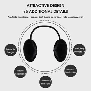 Yuoahcn Warm Plush Ear Muffs - Foldable & Adjustable Winter Earmuffs