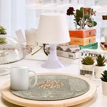 Homebia Designs Handmade Beaded Placemat Charger, 13 Inch Round, Set of 2, Beautiful Decorative Dining Table Placemat for Your Dinner Table Décor, Christmas Decoration, New-Year Party - Silver Multi