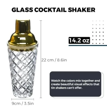 Luxury Gbuxska Glass Martini Shaker - 14.2 Oz - Gold Finish