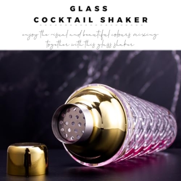 Luxury Gbuxska Glass Martini Shaker - 14.2 Oz - Gold Finish