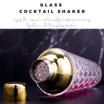 Luxury Gbuxska Glass Martini Shaker - 14.2 Oz - Gold Finish