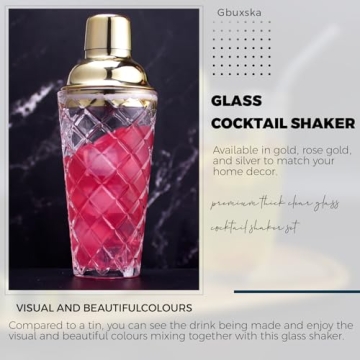 Luxury Gbuxska Glass Martini Shaker - 14.2 Oz - Gold Finish