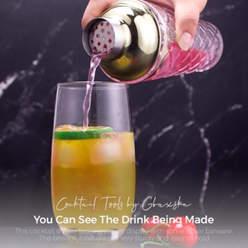 Luxury Gbuxska Glass Martini Shaker - 14.2 Oz - Gold Finish