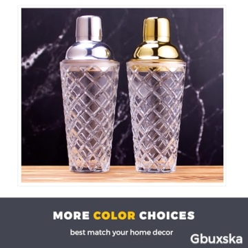 Luxury Gbuxska Glass Martini Shaker - 14.2 Oz - Gold Finish
