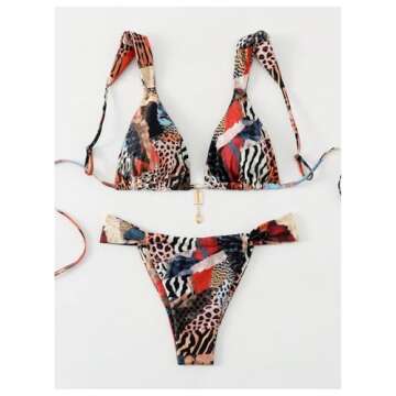 RoseSeek Leopard Floral Bikini Set for Stylish Summers