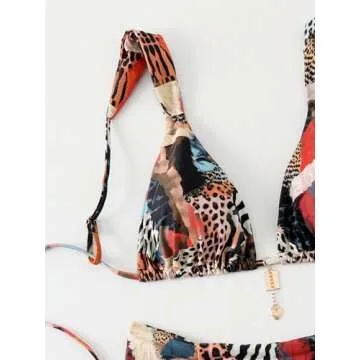 RoseSeek Leopard Floral Bikini Set for Stylish Summers